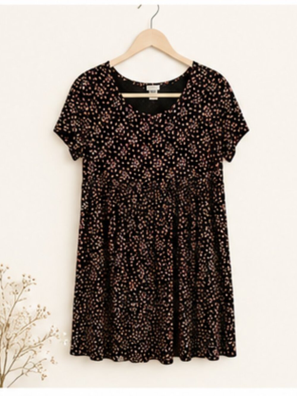 Vintage Grandmacore Floral Rayon Dress L Soft Cottage Knee Length Babydoll Dress